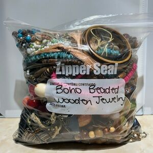 Boho Beaded Wooden Jewelry Bag
